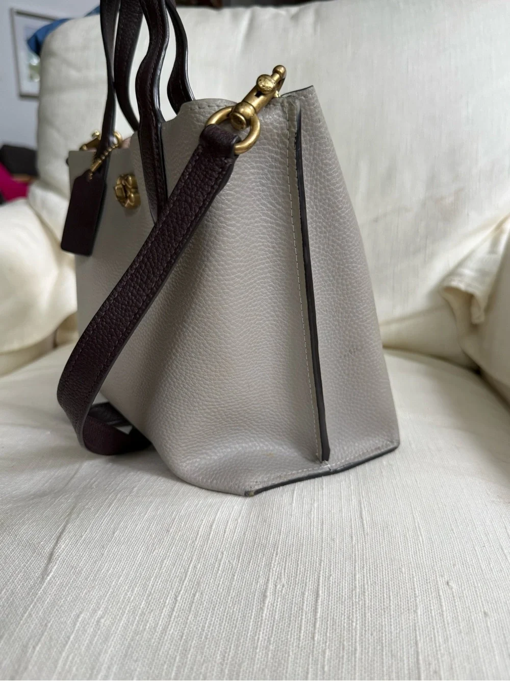 COACH Willow toys grey leather gold hardware